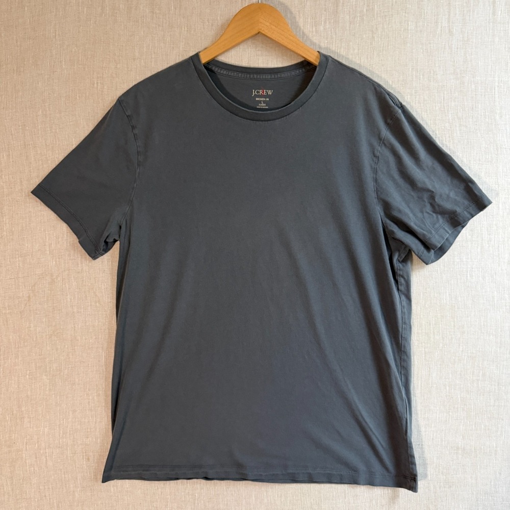 J. Crew Broken In T Shirt Mens Large Gray Green Cotton Crew Neck Casual Wear